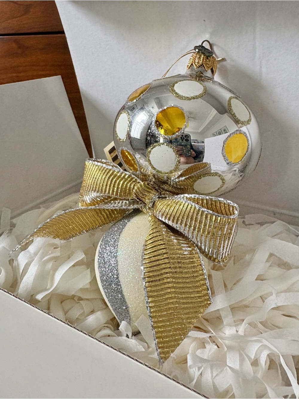 MacKenzie-Childs Silver Lining Christmas Ornament New in Box Rare!